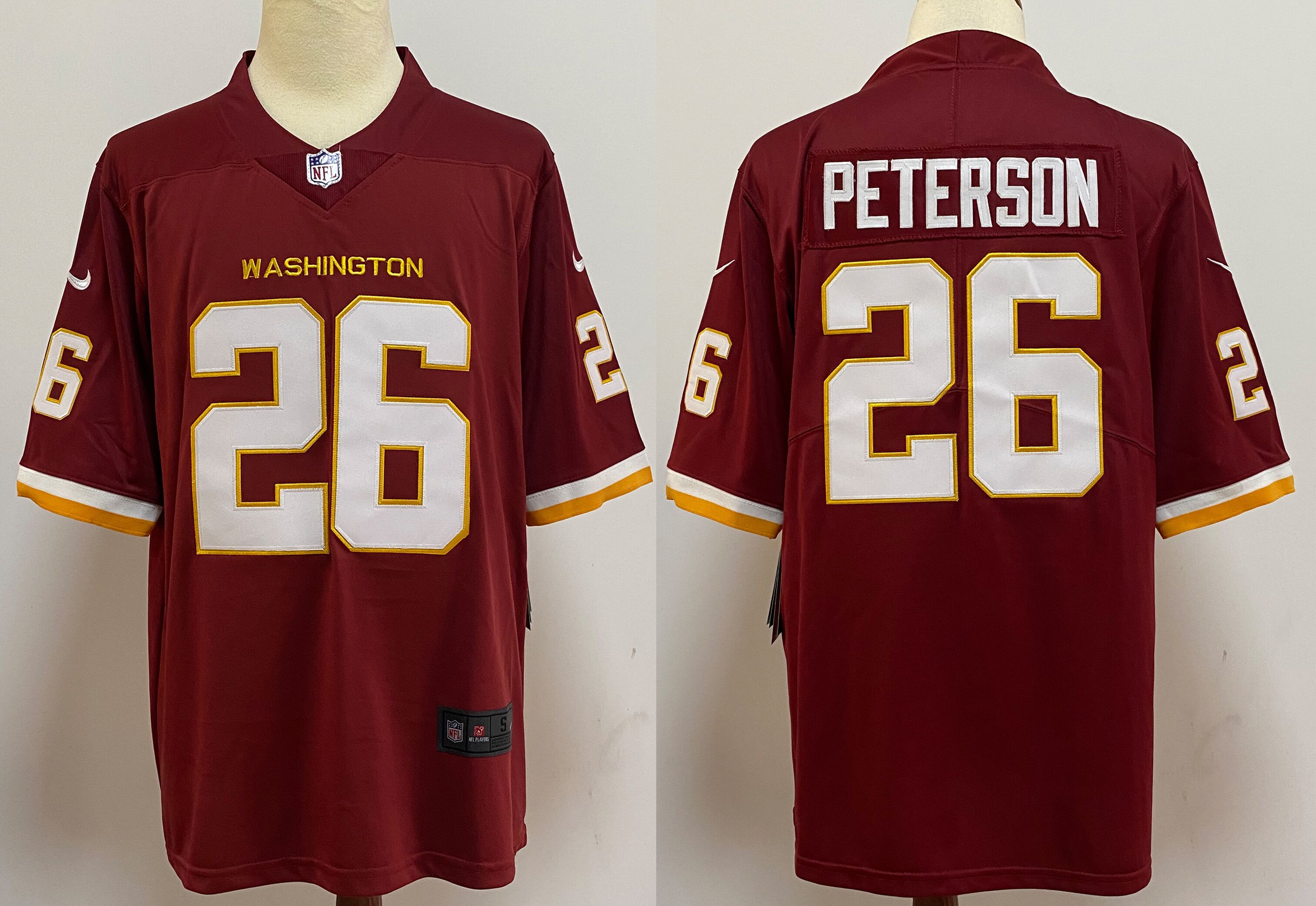 Men Washington Redskins #26 Peterson Red 2020 Vapor Untouchable Playe Nike NFL Jersey